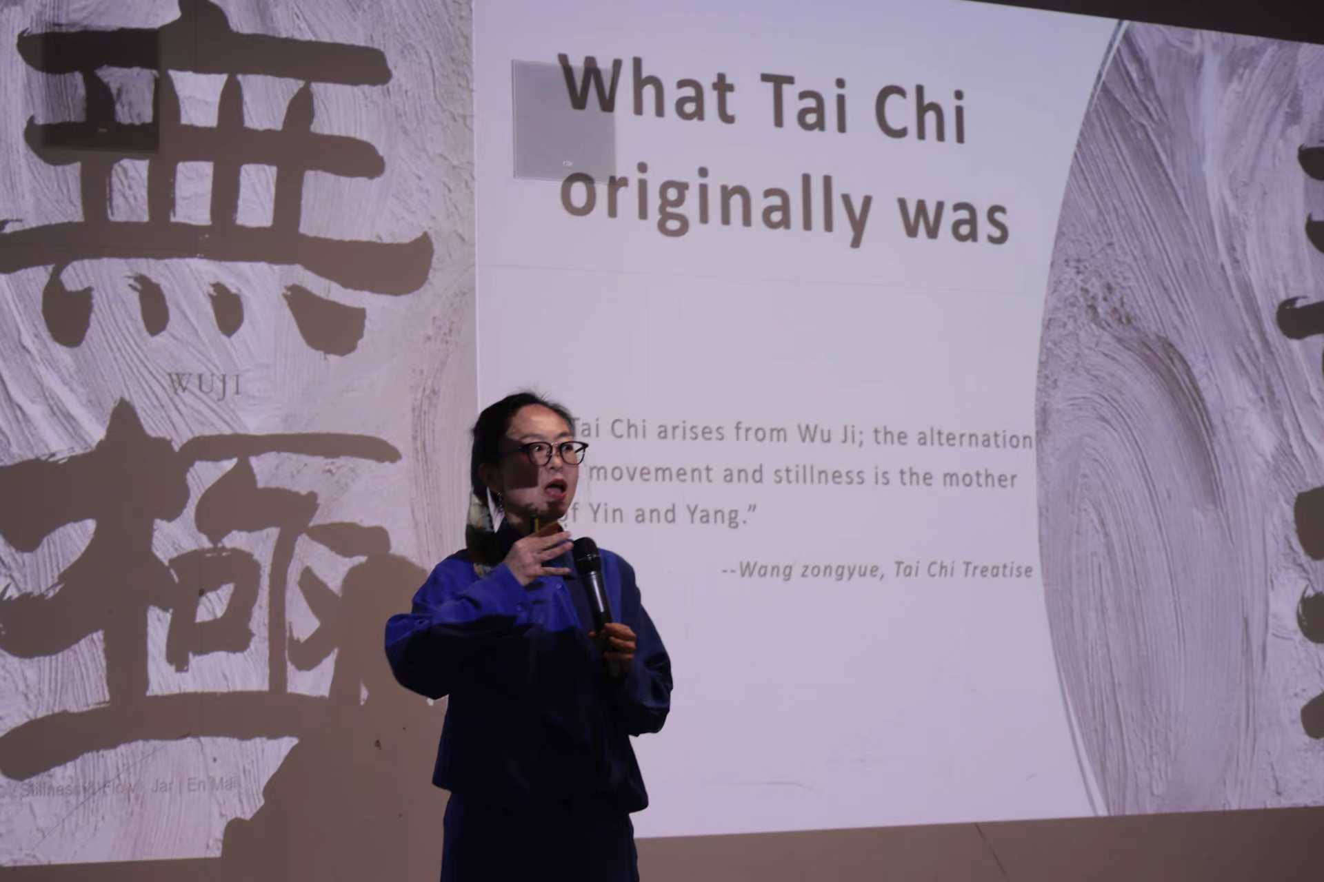 Dr Jar presenting the traditional origins of Tai Chi during a specialist workshop